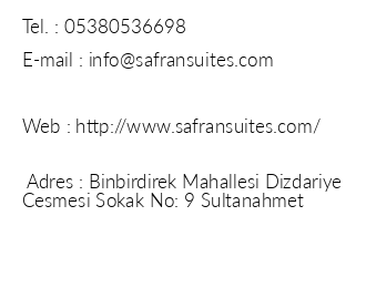 Safran Suites Apart iletiim bilgileri